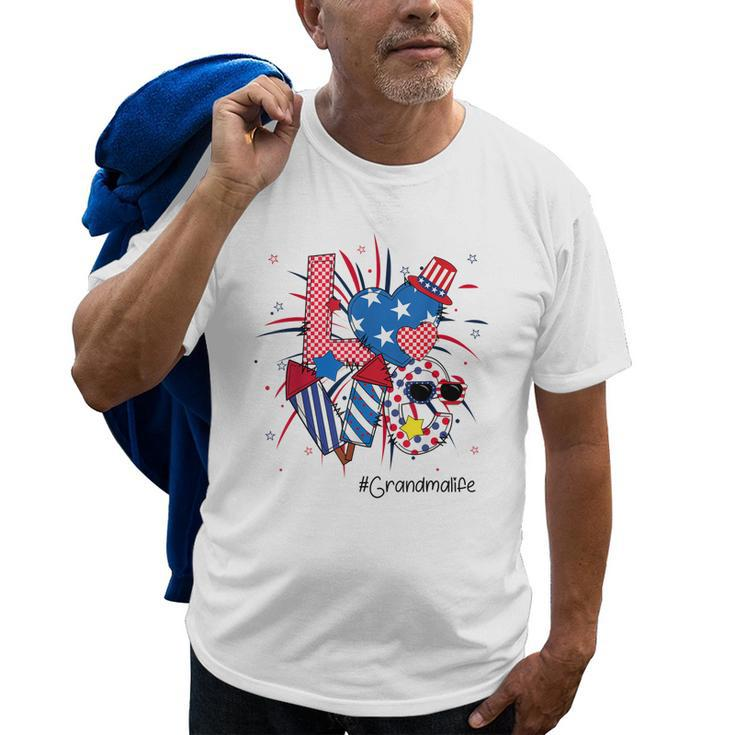 Funny 4Th Of July  Love Grandma Life American Flag Old Men T-shirt