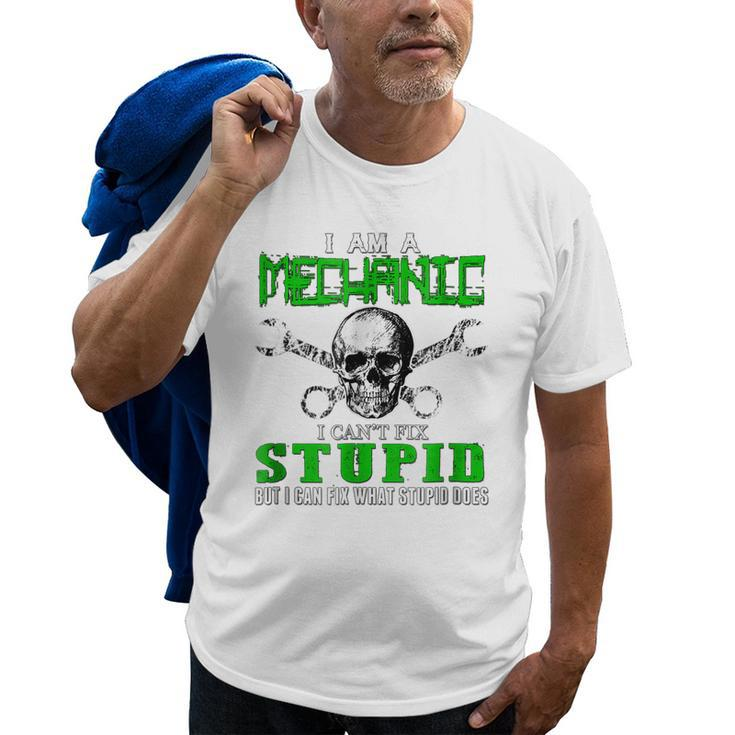 Funny  Im A Mechanic Skull Wrench Old Men T-shirt