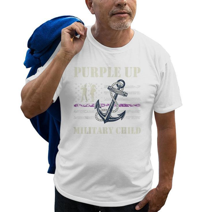 I Purple Up Month Of Military Child Kids Awareness Navy Flag Old Men T-shirt