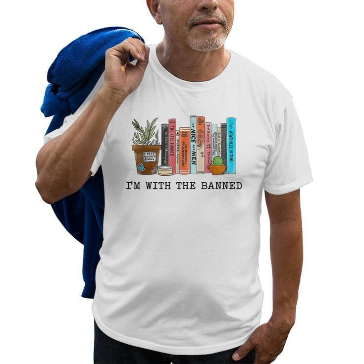 Im With The Banned Books I Read Banned Books Lovers  Old Men T-shirt Graphic Print Casual Unisex Tee