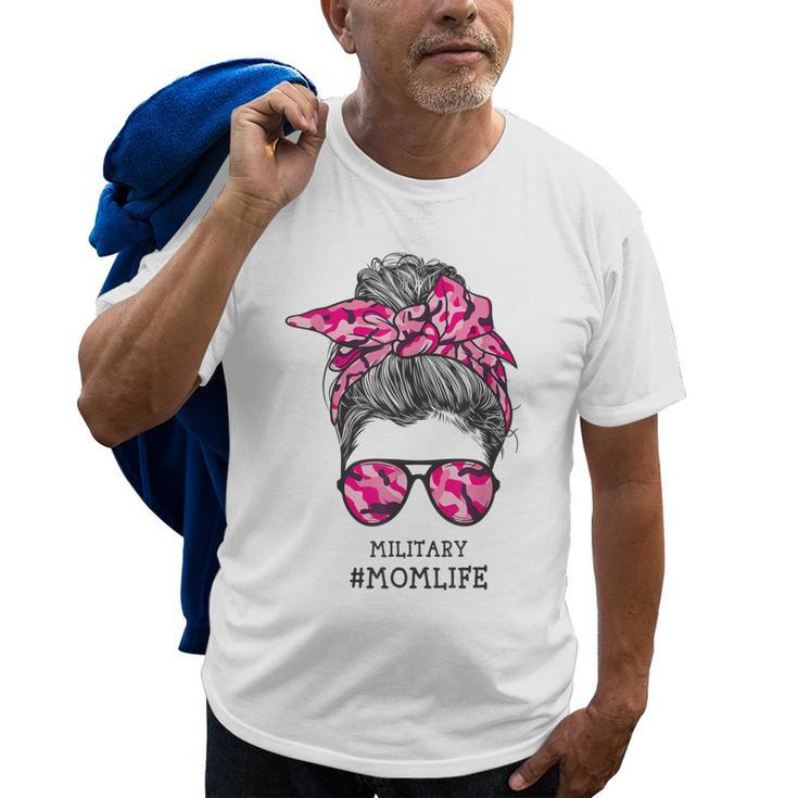 Military Mom Life With Pink Camouflage Pattern Old Men T-shirt