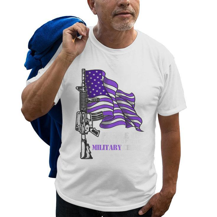 Purple Up For Military Kids Adult  Flag Military Child Old Men T-shirt