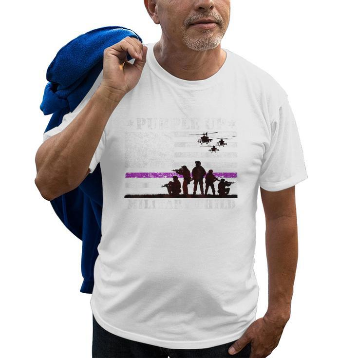 Purple Up For Military Kids Child Month Us Flag Old Men T-shirt