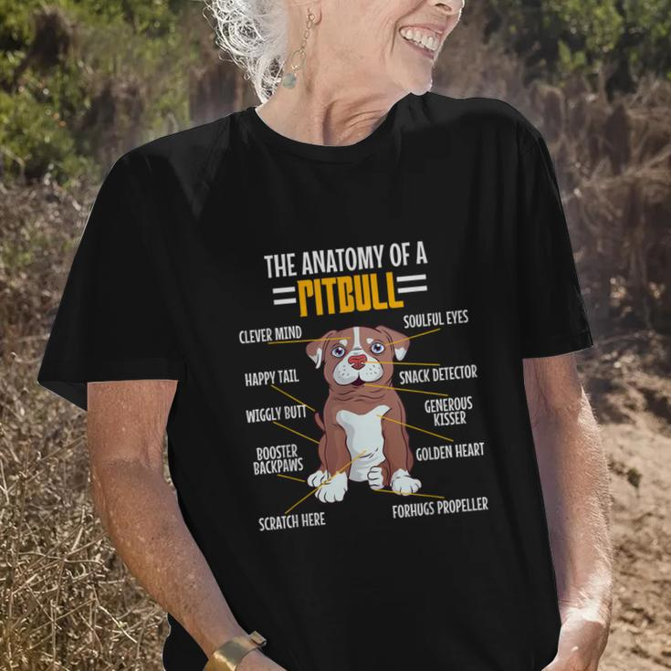 Anatomy Of A Pitbull Dog Lovers Mom Dad Resting Pit Face Old Women T-shirt Gifts for Her