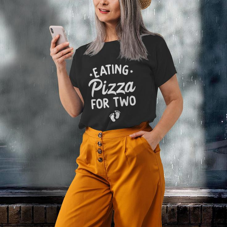 Eating Pizza For Two Pregnancy Announcement New Mom Old Women T-shirt Gifts for Her