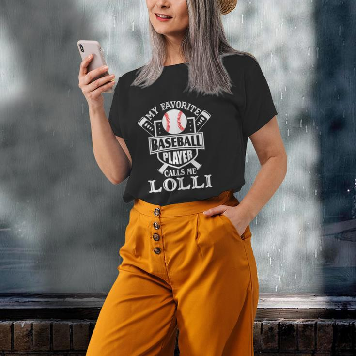 My Favorite Baseball Player Calls Me Lolli Outfit Baseball Old Women T-shirt Gifts for Her