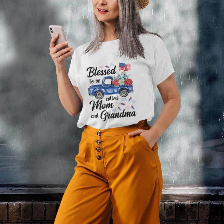 4Th July American Flag Patriotic Blessed Mom Grandma For Women Old Women T-shirt Gifts for Her