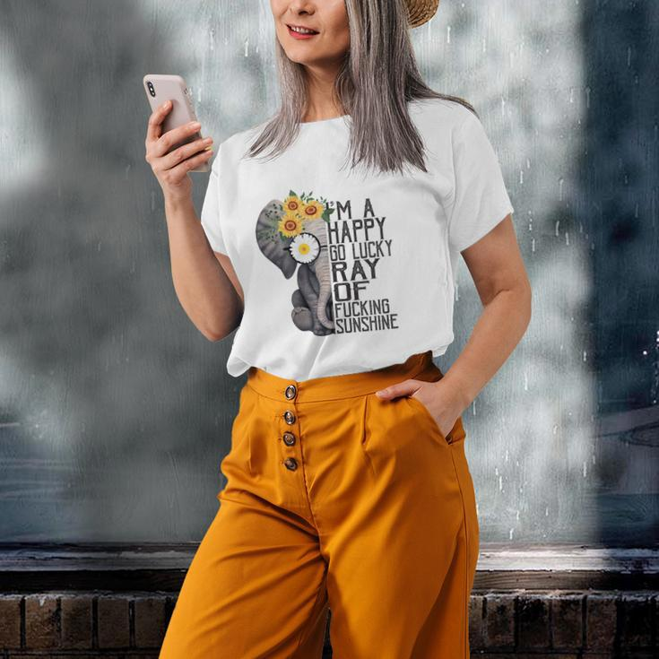 Im A Happy Go Lucky Ray Of Fucking Sunshine Hippie Elephant Old Women T-shirt Gifts for Her