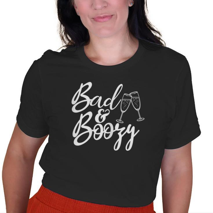 Bad & Boozy Party Drinking Bachelorette Party Matching Old Women T-shirt
