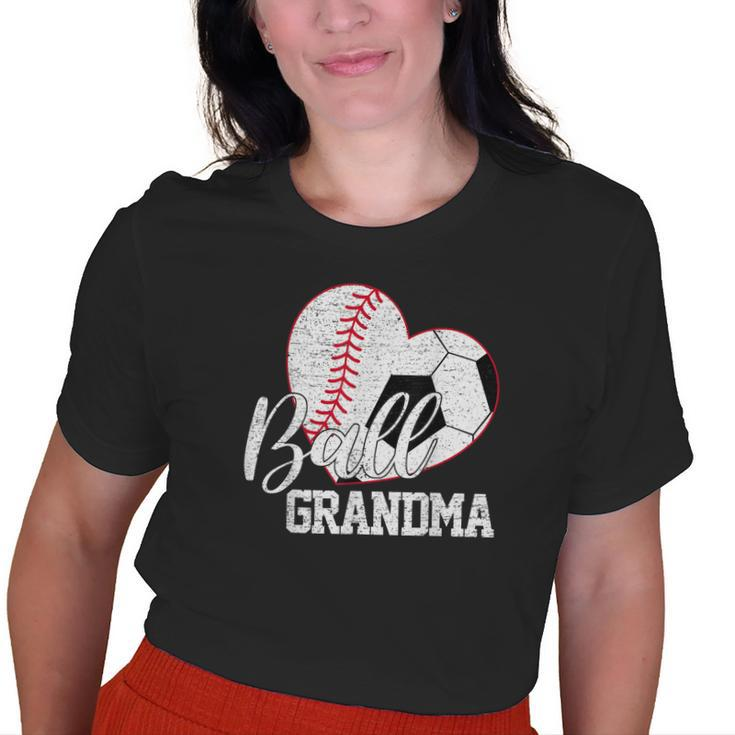 Ball Grandma Both Of Soccer Baseball Women Old Women T-shirt