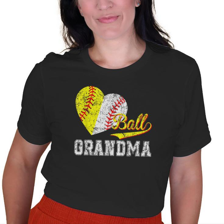 Baseball Softball Ball Heart Grandma Old Women T-shirt