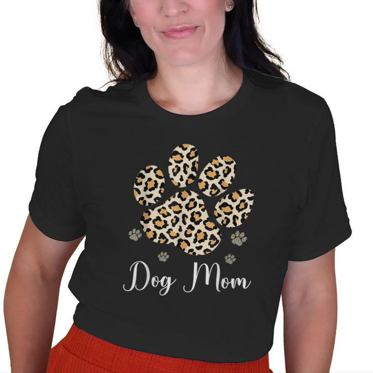 Best Dog Mom Ever Leopard Dog Paw  Old Women T-shirt