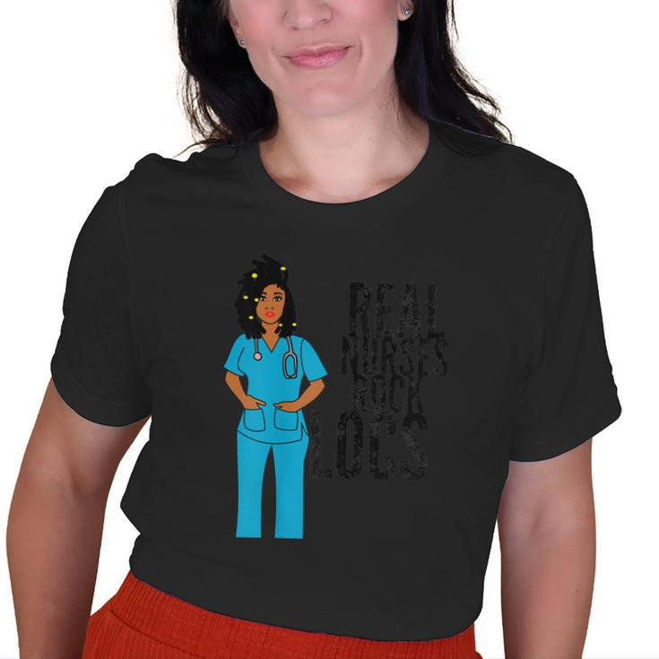 Black African American Nurse Natural Hair Locs Dreadlocks Old Women T-shirt