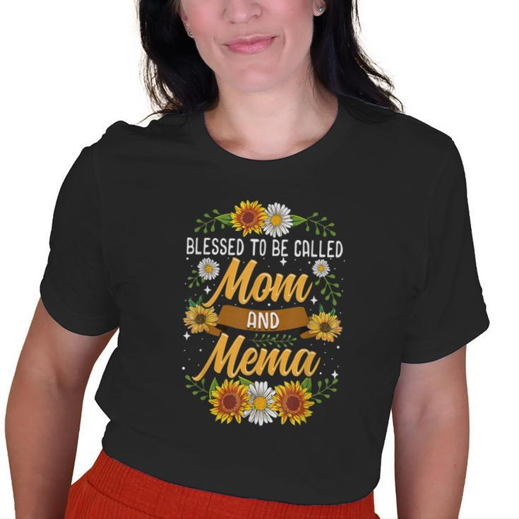 Blessed To Be Called Mom And Mema Cute Sunflower Old Women T-shirt