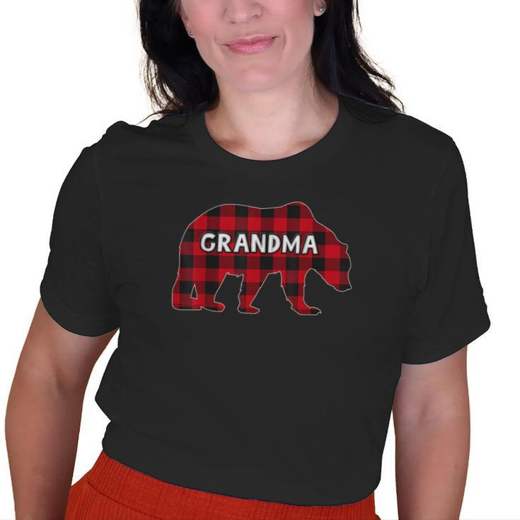 Buffalo Plaid Bear Christmas Pajama Matching Family Grandma Old Women T-shirt