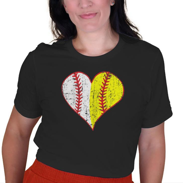 Cute Love Baseball Fast Pitch Softball Heart Baseball Mom Old Women T-shirt