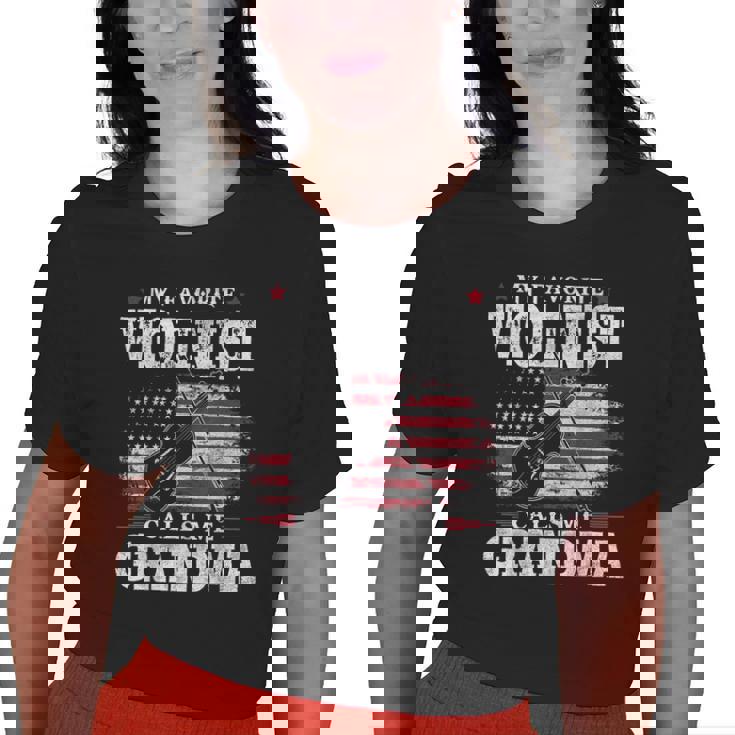 My Favorite Violinist Calls Me Grandma Usa Flag Mother Old Women T-shirt