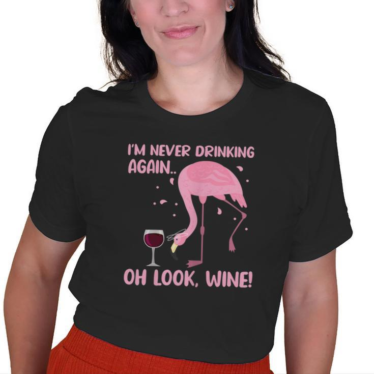 Flamingo Pink Bird Wine Drinking Old Women T-shirt