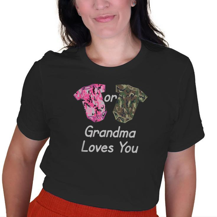 Gender Reveal Grandma Pink Or Green Camouflage Old Women T-shirt