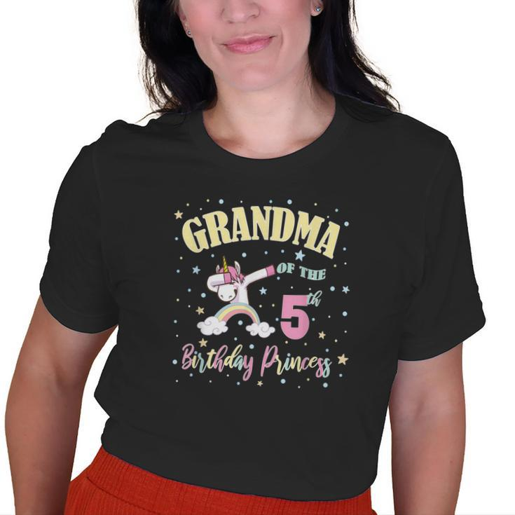 Grandma Of The 5Th Birthday Princess Unicorn 5 Years Old Old Women T-shirt