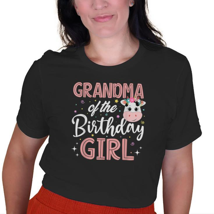 Grandma Of The Birthday Girl Cow Farm Birthday Party Bday Old Women T-shirt