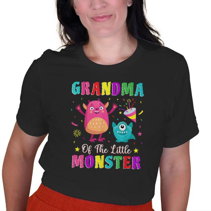 Grandma Of The Little Monster Family Matching Birthday Old Women T-shirt