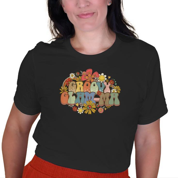 Groovy Glamma Vintage Women Colorful Flowers Grandma Old Women T-shirt