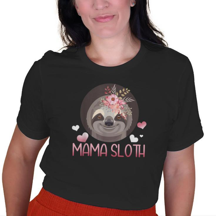 Mama Sloth Flowers Mom Grandma Sloth Old Women T-shirt