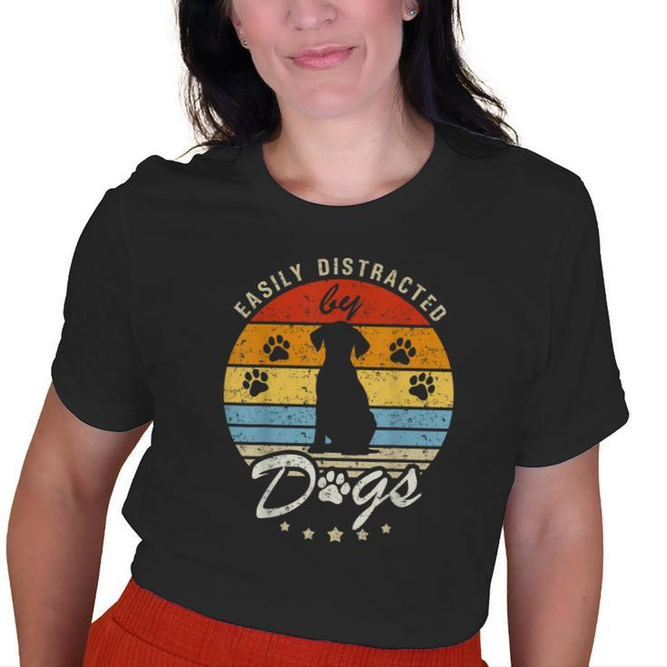 Pet Lover Easily Distracted By Dogs Dogs Mom Puppy Old Women T-shirt