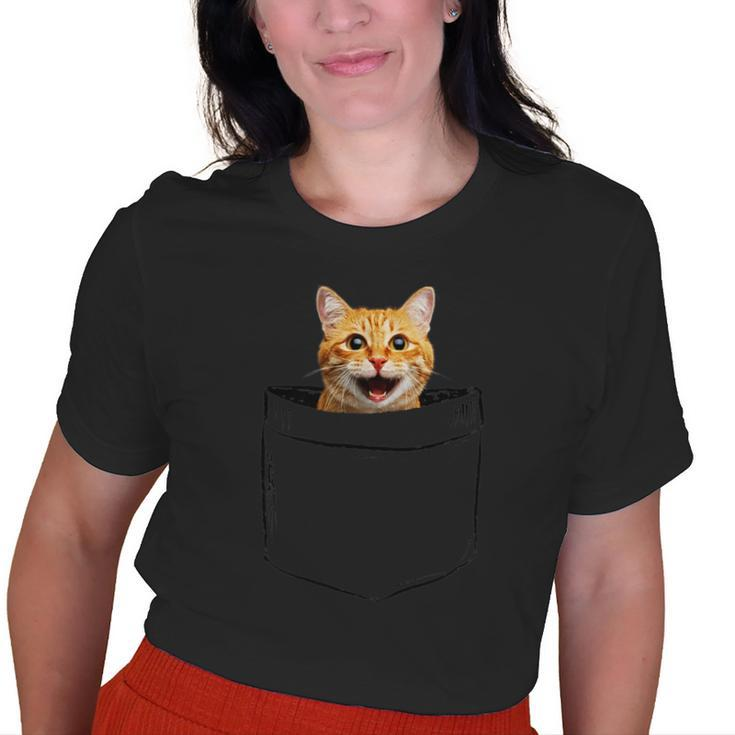 Pocket Cat Grumpy Face Lover Dad Mom Kidding Old Women T-shirt