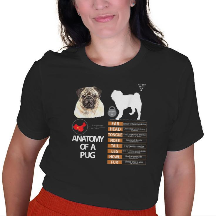 Pug Dog Anatomy Mom Grandma Dad Men Women Kids Old Women T-shirt