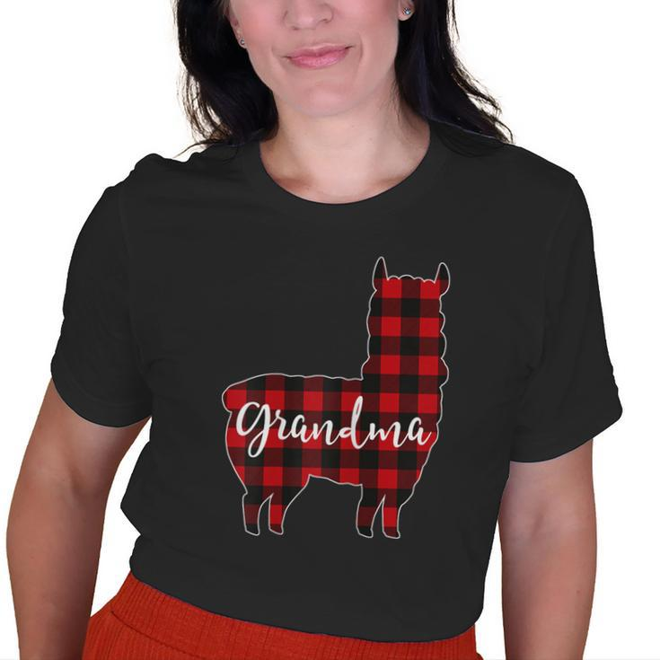 Red Plaid Grandma Llama Matching Pajama Family Buffalo Mimi Old Women T-shirt