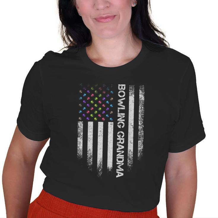 Vintage Usa American Flag Bowling Grandma Bowler Distressed Old Women T-shirt