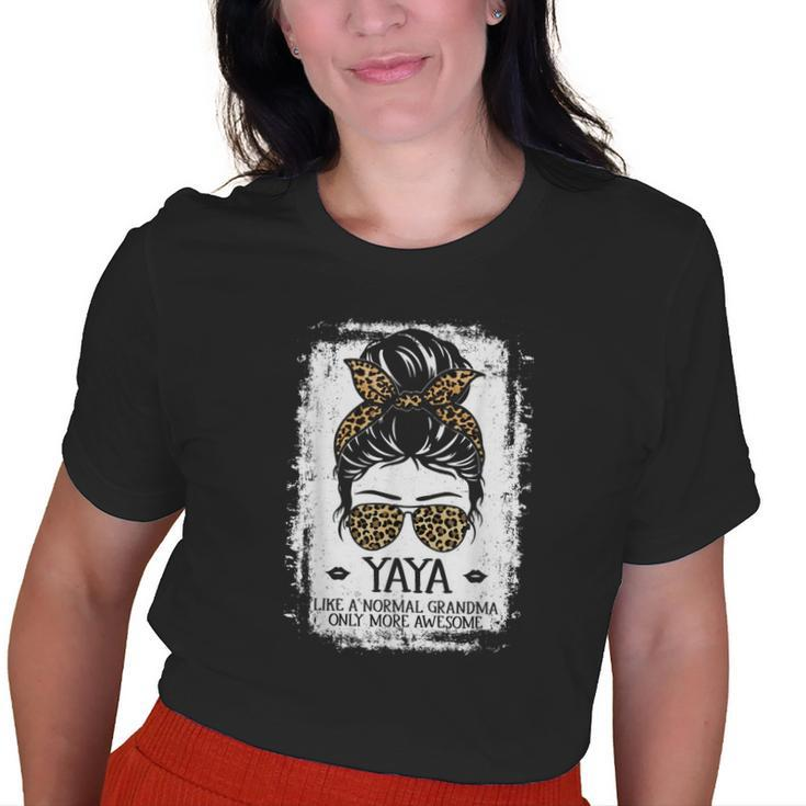 Yaya Like A Normal Grandma Only More Awesome Women Leopard Old Women T-shirt