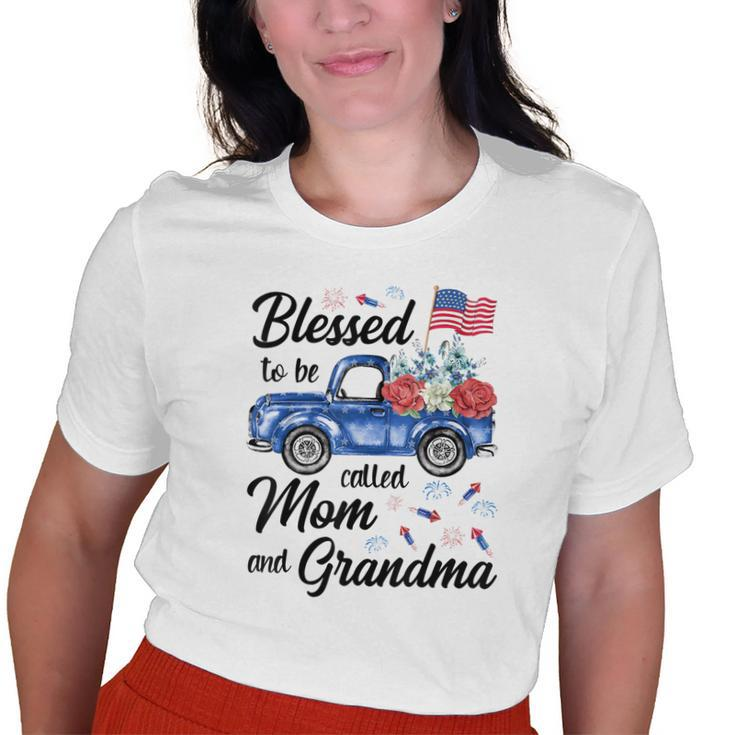4Th July American Flag Patriotic Blessed Mom Grandma For Women Old Women T-shirt