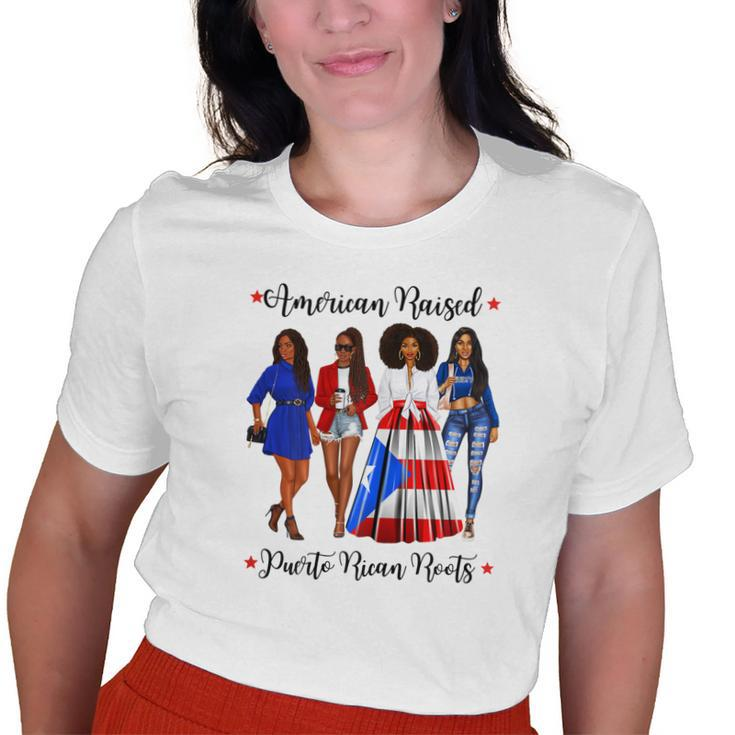 Afro Latina American Raised Puerto Rican Roots Rico Womens Old Women T-shirt