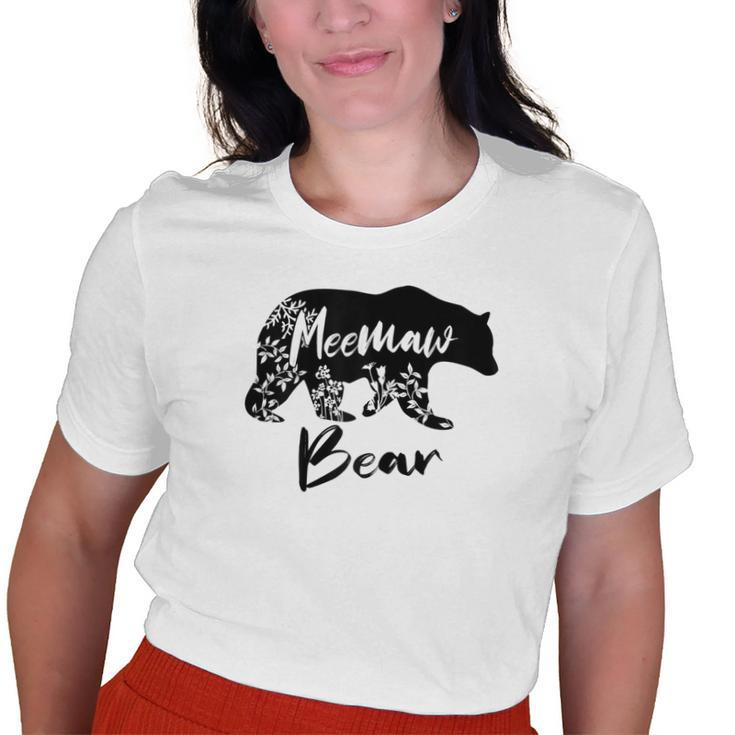 Cute Floral Meemaw Bear For Mom Old Women T-shirt