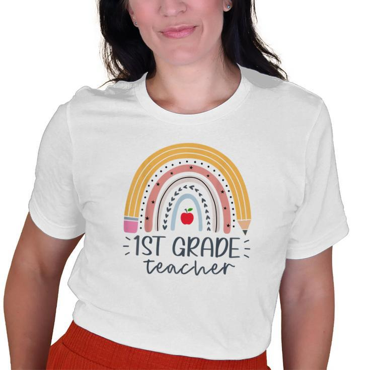 First Grade Teacher Boho Rainbow 1St Grade Teacher Womens Old Women T-shirt