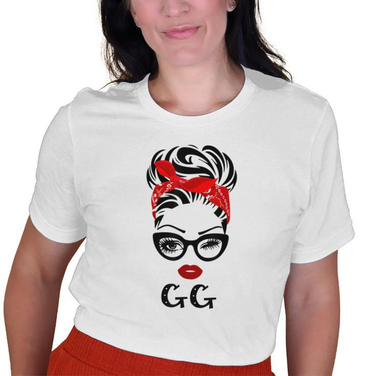 Gg Wink Eye Woman Face For Gg Grandma Old Women T-shirt