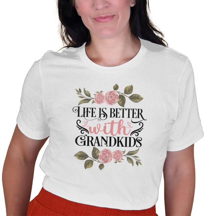 Grandkids Make Life Grand I Love My Grandkids Best Grandma Old Women T-shirt