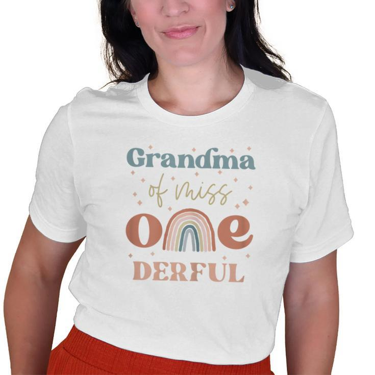 Grandma Of Miss Onederful Boho Rainbow First Birthday Old Women T-shirt