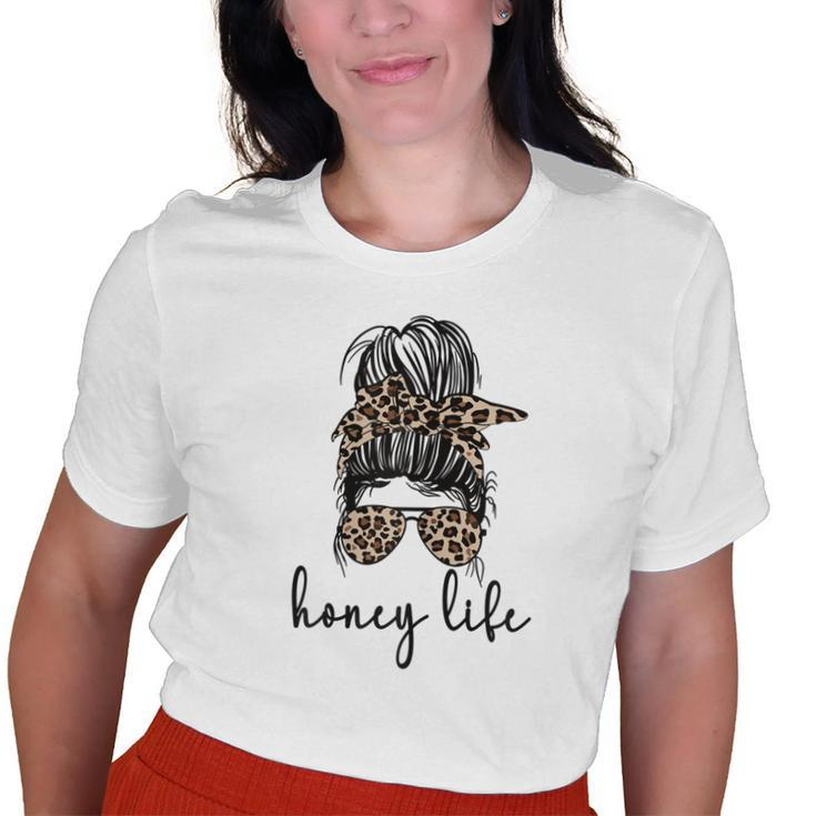 Honey Life Grandma Messy Bun Honey Grandmother Old Women T-shirt