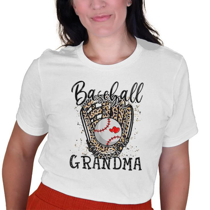 Leopard Baseball Grandma Baseball Lover Old Women T-shirt