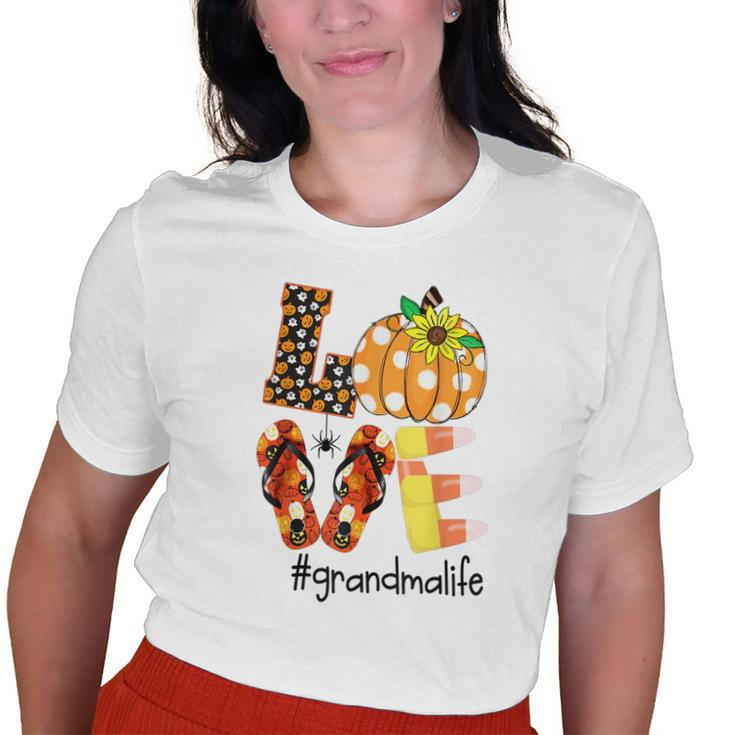 Love Grandma Life Halloween Sunflower Old Women T-shirt