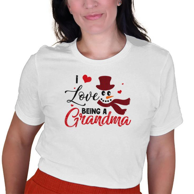 I Love Being A Grandma Snowman Christmas Pajama Old Women T-shirt