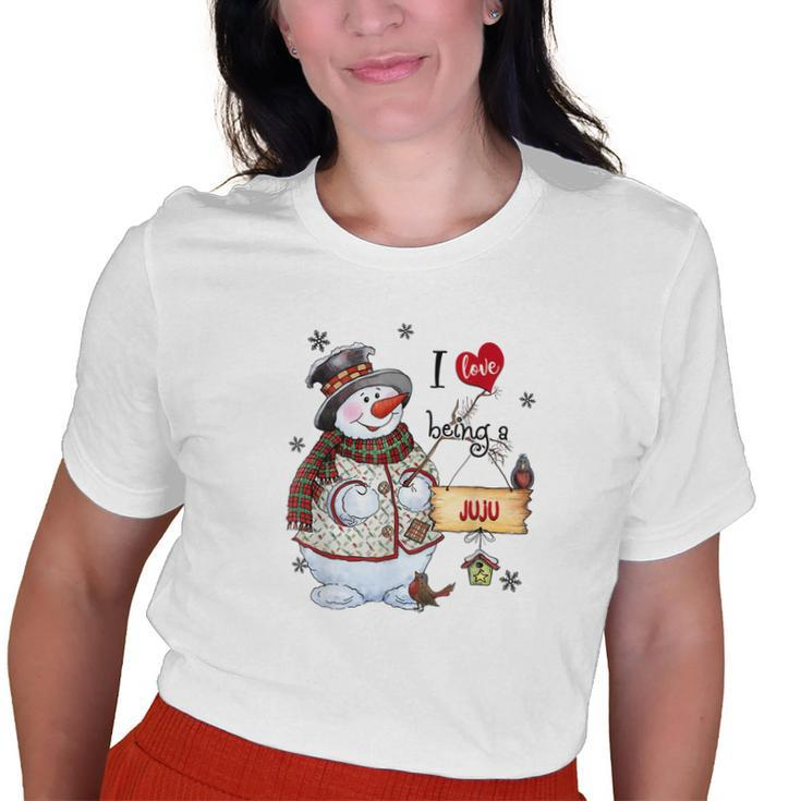 I Love Being A Juju Snowman Grandma Old Women T-shirt