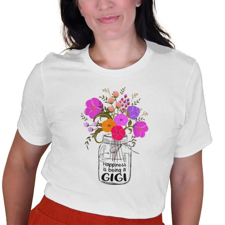 Mom Grandma Floral Happiness Is Being A Gigi For Women Old Women T-shirt