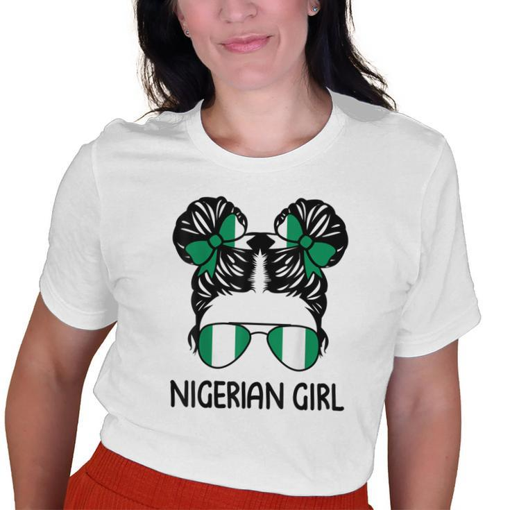 Nigerian Girl Messy Hair Nigeria Pride Patriotic Womens Kids Old Women T-shirt