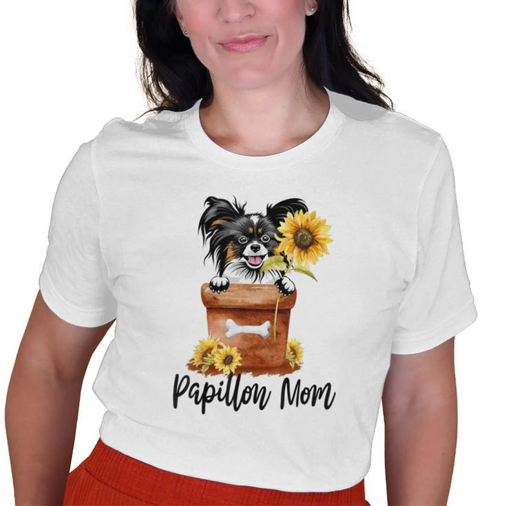 Sunflower Papillon Mom Dog Lover Old Women T-shirt