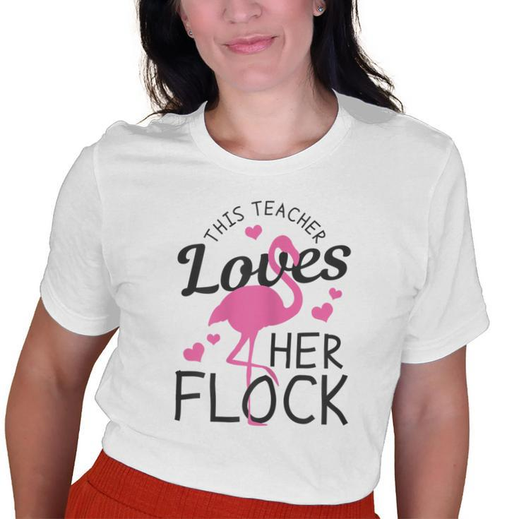 Teacher Flamingo This Teacher Loves Her Flock Old Women T-shirt
